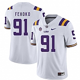 LSU Tigers 91 Beriden Fehoko White Nike College Football Jersey Dzhi,baseball caps,new era cap wholesale,wholesale hats